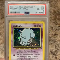 2001 Wobbuffet #16 Neo Discovery Holo Pokemon Card PSA 6 EX-MT Fresh Slab! - Image 1