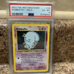 2001 Wobbuffet #16 Neo Discovery Holo Pokemon Card PSA 6 EX-MT Fresh Slab! - Image 2