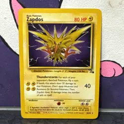 Pokemon Card - Zapdos 30/62 LP Non Holo Rare Unlimited Fossil WoTC 1999 TCG - Image 1