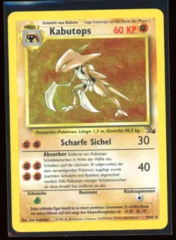 Pokemon GERMAN Kabutops Fossil 9/62 Holo Rare Unlimited HP Card - Image 1