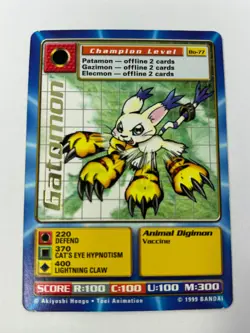 Digimon Card - 1999 Gatomon BO-77 Foil - Bandai Vtg - Image 1