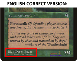 Heartwood Treefolk Italian Mtg MISPRINT. Wrong artist name: "Daren Badger" - Image 4