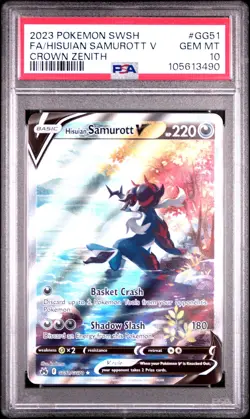 2023 POKEMON SWORD & SHIELD CROWN ZENITH FULL ART/HISUIAN SAMUROTT V PSA 10 - Image 1