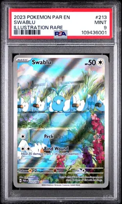 2023 POKEMON PAR EN-PARADOX RIFT ILLUSTRATION RARE #213 SWABLU PSA 9 - Image 1