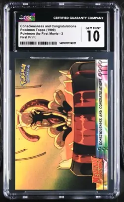 CGC 10 GEM MINT Topps Pokemon First Movie Consciousness and Congratulations 3 - Image 1