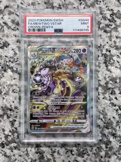 2023 POKEMON SWORD & SHIELD CROWN ZENITH #GG44 FULL ART/MEWTWO VSTAR PSA 9 MINT! - Image 1