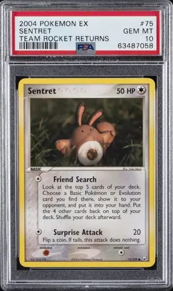 2004 POKEMON EX TEAM ROCKET RETURNS #75 SENTRET PSA 10 - Image 1