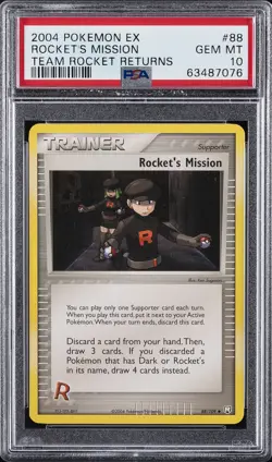 2004 POKEMON EX TEAM ROCKET RETURNS #88 ROCKET'S MISSION PSA 10 - Image 1