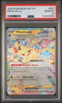2024 POKEMON SSP EN-SURGING SPARKS #057 PIKACHU EX PSA 10 - Image 1