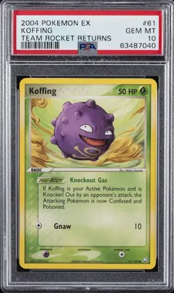 2004 POKEMON EX TEAM ROCKET RETURNS #61 KOFFING PSA 10 - Image 1