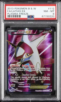 2013 POKEMON B&W PLASMA FREEZE #112 FULL ART/LATIAS EX PSA 8 - Image 1
