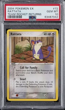2004 POKEMON EX TEAM ROCKET RETURNS #72 RATTATA PSA 10 - Image 1