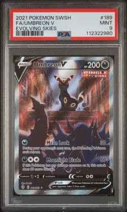 2021 POKEMON SWORD & SHIELD EVOLVING SKIES #189 FULL ART/UMBREON V PSA 9 - Image 1