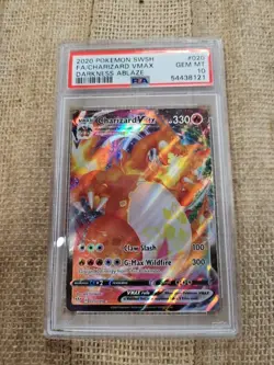 PSA 10 2020 Pokemon SWSH FA/Charizard VMax Darkness Ablaze #020 - Image 1