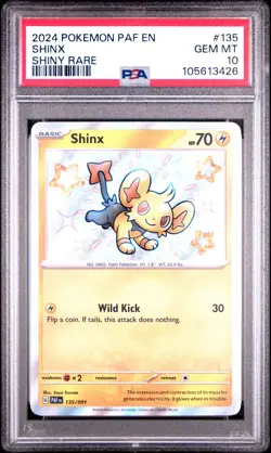 2024 POKEMON PAF EN-PALDEAN FATES SHINY RARE #135 SHINX PSA 10 - Image 1