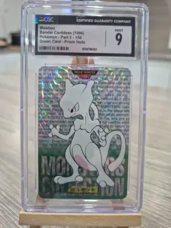 Bandai 1996 Mewtwo #150 Prism Carddass Vending Pokemon Card CGC MINT 9 - Image 1