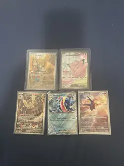 Pokemon Trading Card Mix Rare Cards Lot of 5 TCG Cards No Dups, All Sleeved - Image 1