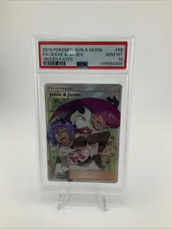 PSA 10 Jessie and James Full Art 68/68 Hidden Fates Pokemon Card 2019 GEM MINT - Image 1