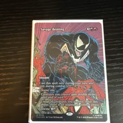 Foil Savage Beating (borderless) M/NM MTG Marvel's Spider-man: Marvel Universe - Image 1