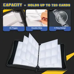 9 Pocket Baseball Card Binder, 720 Slot Zipper Album for TCG, MTG, Yugioh - Image 2