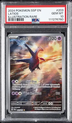 2024 POKEMON SSP EN-SURGING SPARKS ILLUSTRATION RARE #203 LATIOS PSA 10 - Image 1