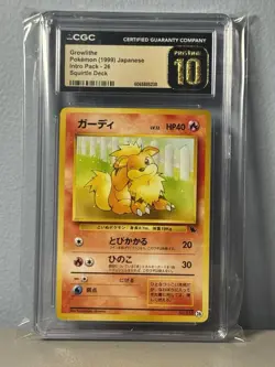 Pokemon CGC 10 PRISTINE Gem Mint 1999 Japanese Squirtle Deck Growlithe 26 - Image 1