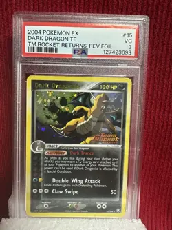 Pokemon EX Team Rockets 2004 Dragonite Reverse Holo PSA 3 #15 - Image 1