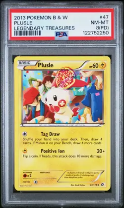 2013 POKEMON B&W LEGEND TREASURES #47 PLUSLE PSA 8 PD - Image 1