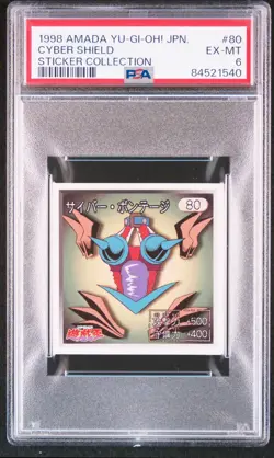 1998 AMADA YU-GI-OH! JAPANESE STICKER COLLECTION #80 CYBER SHIELD PSA 6 - Image 1