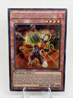 Yugioh Elemental HERO Blazeman WSUP-EN032 Secret Rare 1st Ed NM - Image 1