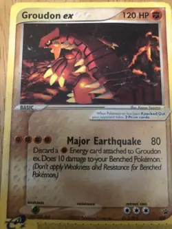 Kyogre & Groudon EX E-Reader Black Star Promo 2003 Pokemon Card HEAVYILY DAMAGE! - Image 2