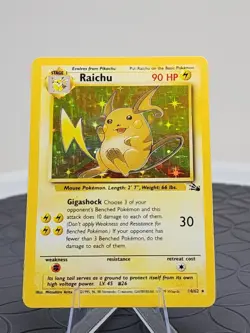 Raichu Holo Rare Pokemon Trading Card Fossil Set 14/62 Near Mint 1999 - Image 4