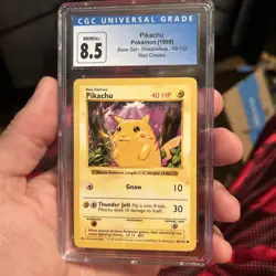 Base Shadowless Red Cheeks Pikachu 58/102 Graded Pokemon Card PSA CGC 8.5 - Image 1