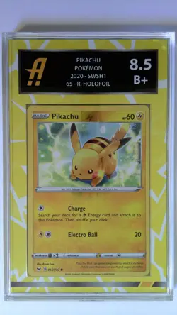Pokemon Card Pikachu Reverse Holo Sword _ Shield Base Set Graded Ambr 8.5 Shocks - Image 3