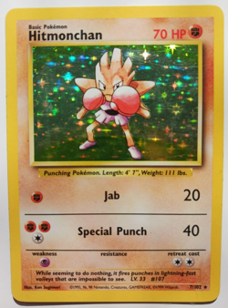 Hitmonchan Pokemon Card Holo WOTC 7/102 Base Set Rare Vintage 1999 Original MP - Image 1