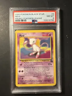 2000 Pokemon Black Star Promo Mew 8 Pokemon League PSA 8 NM-MT Graded - Image 1