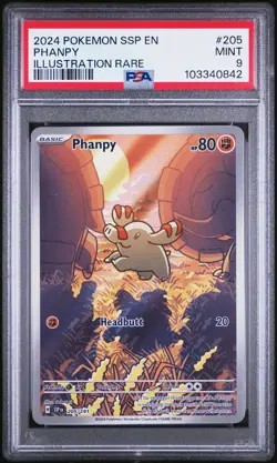 2024 POKEMON SSP EN-SURGING SPARKS ILLUSTRATION RARE #205 PHANPY PSA 9 - Image 1