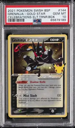 2021 POKEMON SWSH BLACK STAR PROMO #144 GRENINJA-GOLD STAR PSA 10 - Image 1
