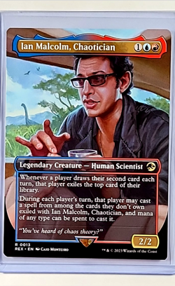 2023 MTG Magic the Gathering Jurassic World Borderless Ian Malcolm Chaotician - Image 1