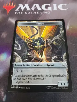 Mtg. 4x Robot / Food Double-Sided Tokens. Marvel's Spider-Man. Nm - Image 1