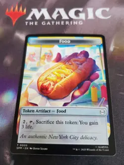 Mtg. 4x Robot / Food Double-Sided Tokens. Marvel's Spider-Man. Nm - Image 2