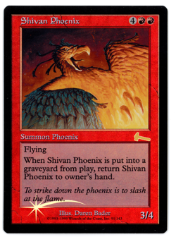 Shivan Phoenix -- MTG (SP+/NM Quality FOIL) - Urza's Legacy - See pics/scans! - Image 1