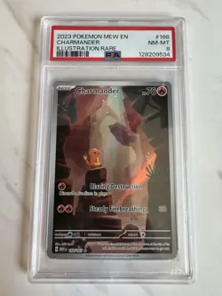 💥2023 POKEMON MEW EN-151 ILLUSTRATION RARE #168 CHARMANDER PSA 8💥 - Image 1
