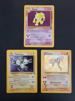 Pokemon Fossil Unlimited Holo Lot Hypno Hitmonlee Magneton MP - Image 1