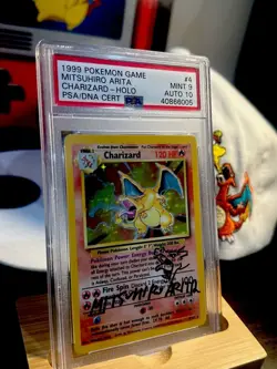 1999 POKEMON BASE CHARIZARD HOLO 4/102 MITSUHIRO ARITA SIGNED PSA 9 AUTO 10 - Image 2
