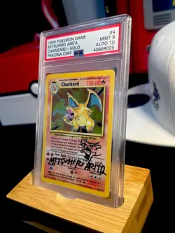 1999 POKEMON BASE CHARIZARD HOLO 4/102 MITSUHIRO ARITA SIGNED PSA 9 AUTO 10 - Image 3