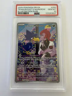 Team Rocket's Murkrow 200/182 Pokemon TCG Destined Rivals PSA 10 English - Image 1