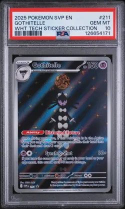PSA 10 GOTHITELLE #211 2025 POKEMON SVP EN BLACK STAR PROMO WHITE TECH STICKER - Image 1