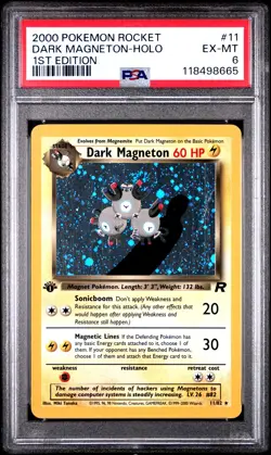 2000 POKEMON ROCKET 1ST ED #11 DARK MAGNETON-HOLO PSA 6 - Image 1