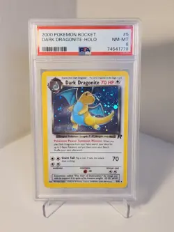 Pokemon Team Rocket Dark Dragonite Holo 5/82 PSA 8 NM-MT Huge Swirl - Image 1